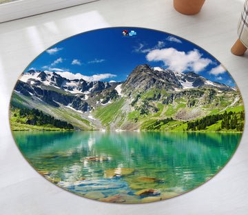 3D Mountains Rivers 72058 Round Non Slip Rug Mat