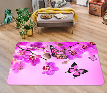 3D Purple Flower Butterfly 68181 Animal Non Slip Rug Mat