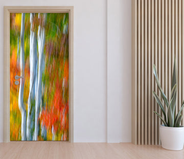 3D Trees Watercolor Pattern 122102 Marco Carmassi Door Mural