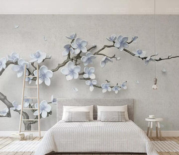 3D Blue Flowers WC230 Wall Murals