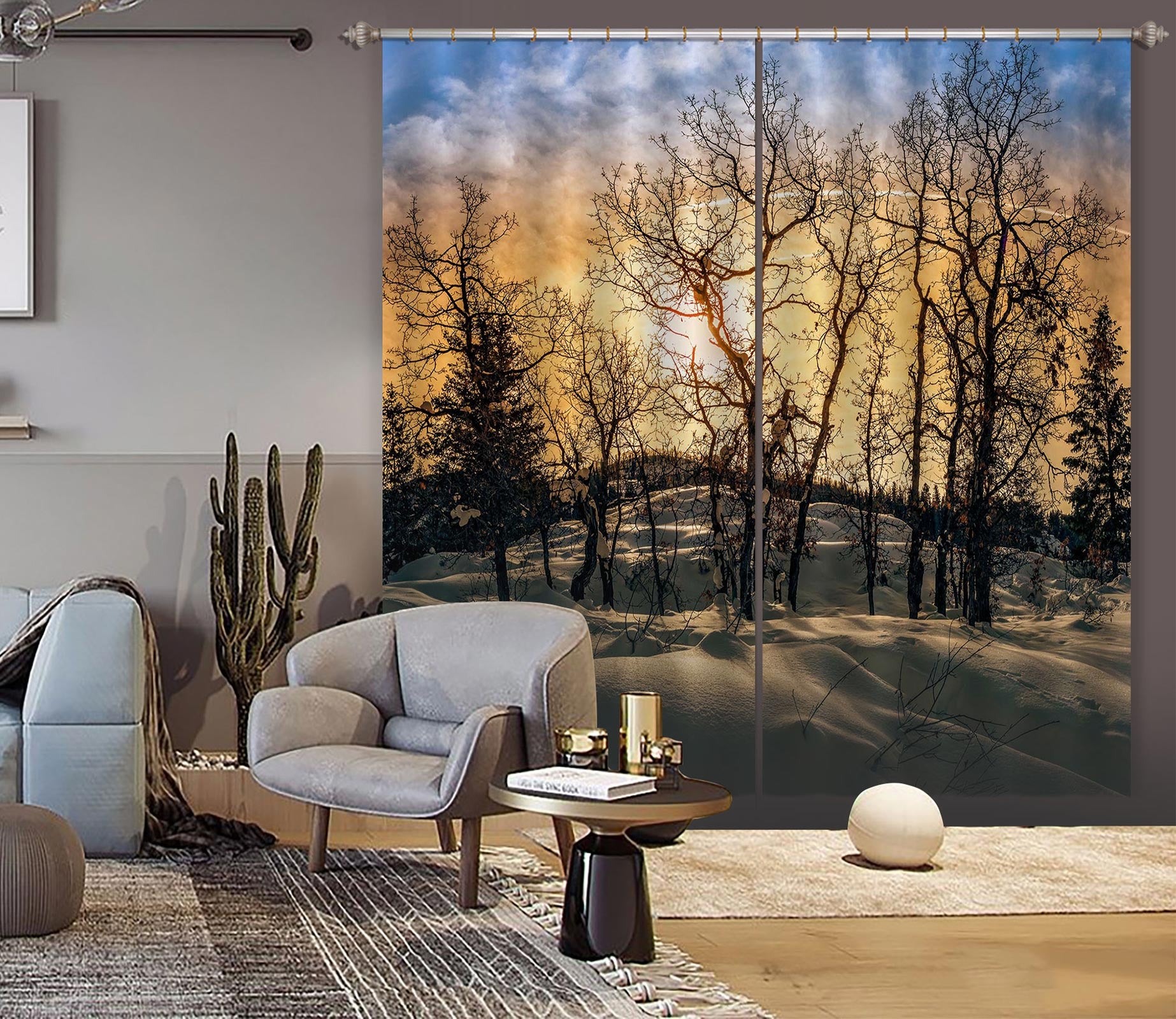 3D Snow Trees 5359 Beth Sheridan Curtain Curtains Drapes