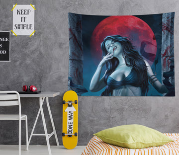 3D Red Moon Pretty Woman 121200 Tom Wood Tapestry Hanging Cloth Hang