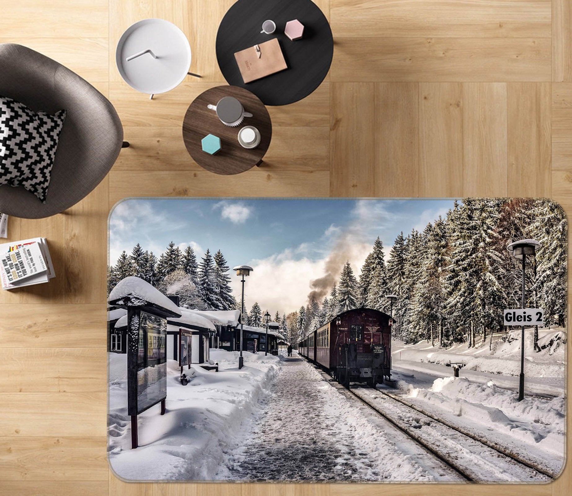 3D Snow Train 38245 Vehicle Non Slip Rug Mat