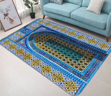 3D Yellow Pattern 194 Assaf Frank Rug Non Slip Rug Mat