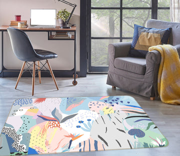3D Abstract Flower Pattern 33026 Non Slip Rug Mat