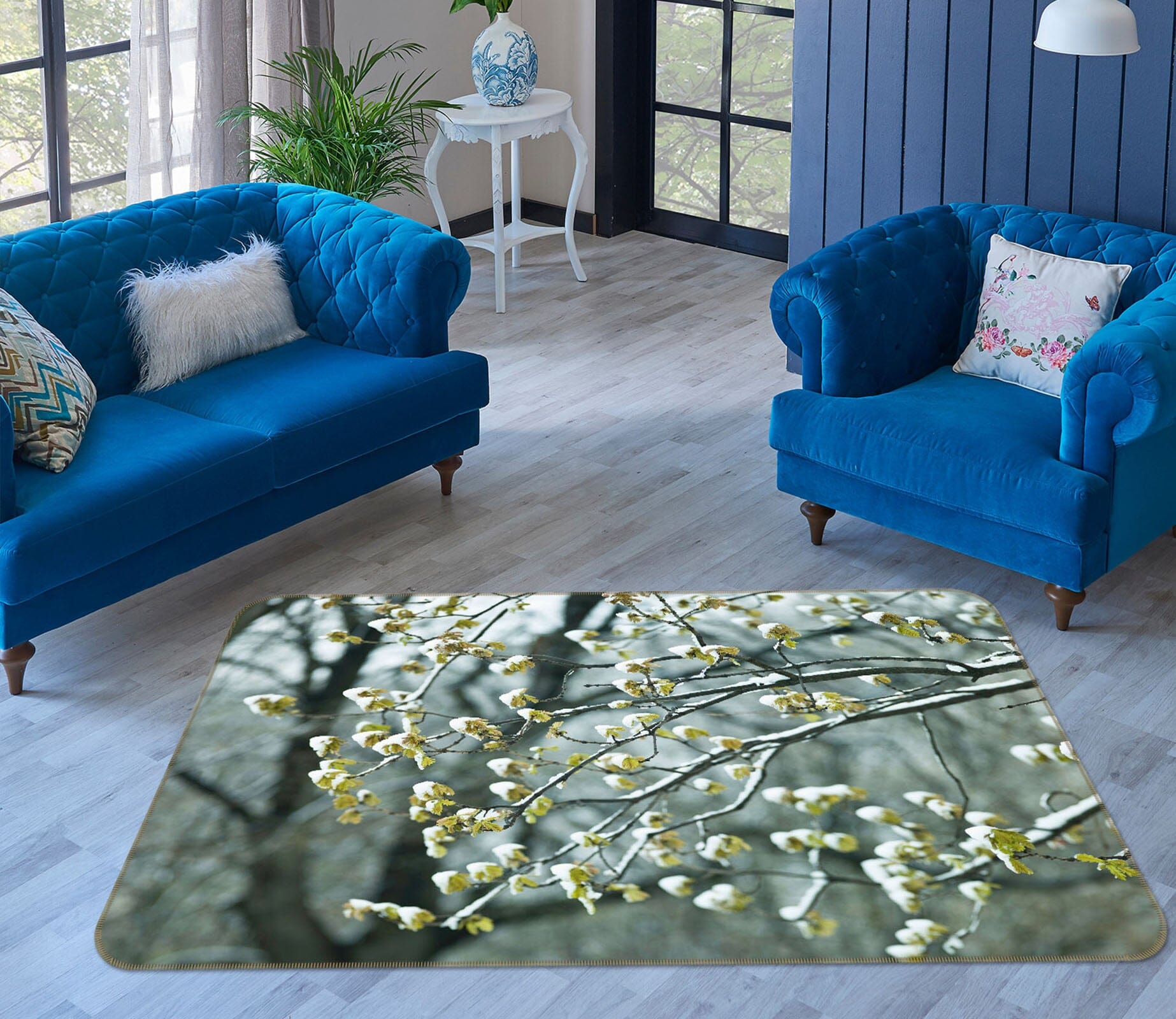 3D With Buds 3004 Assaf Frank Rug Non Slip Rug Mat Mat AJ Creativity Home 