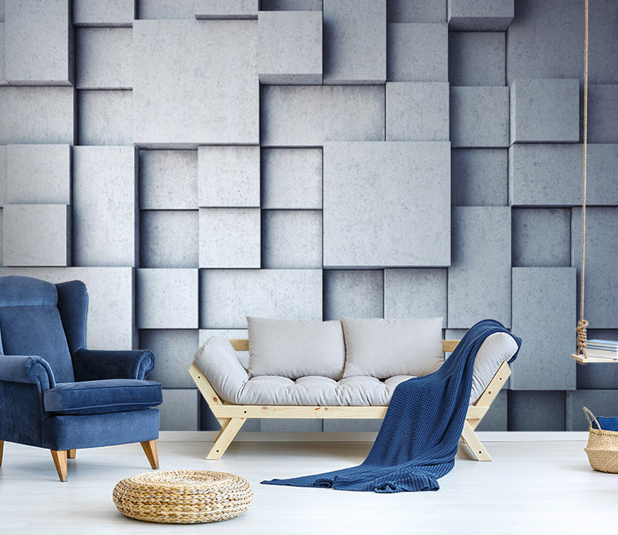 3D Rugged Gray Brick WC558 Wall Murals