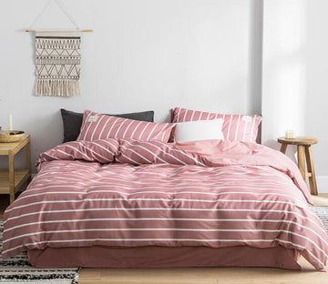 3D Pink White Bars 4169 Bed Pillowcases Quilt