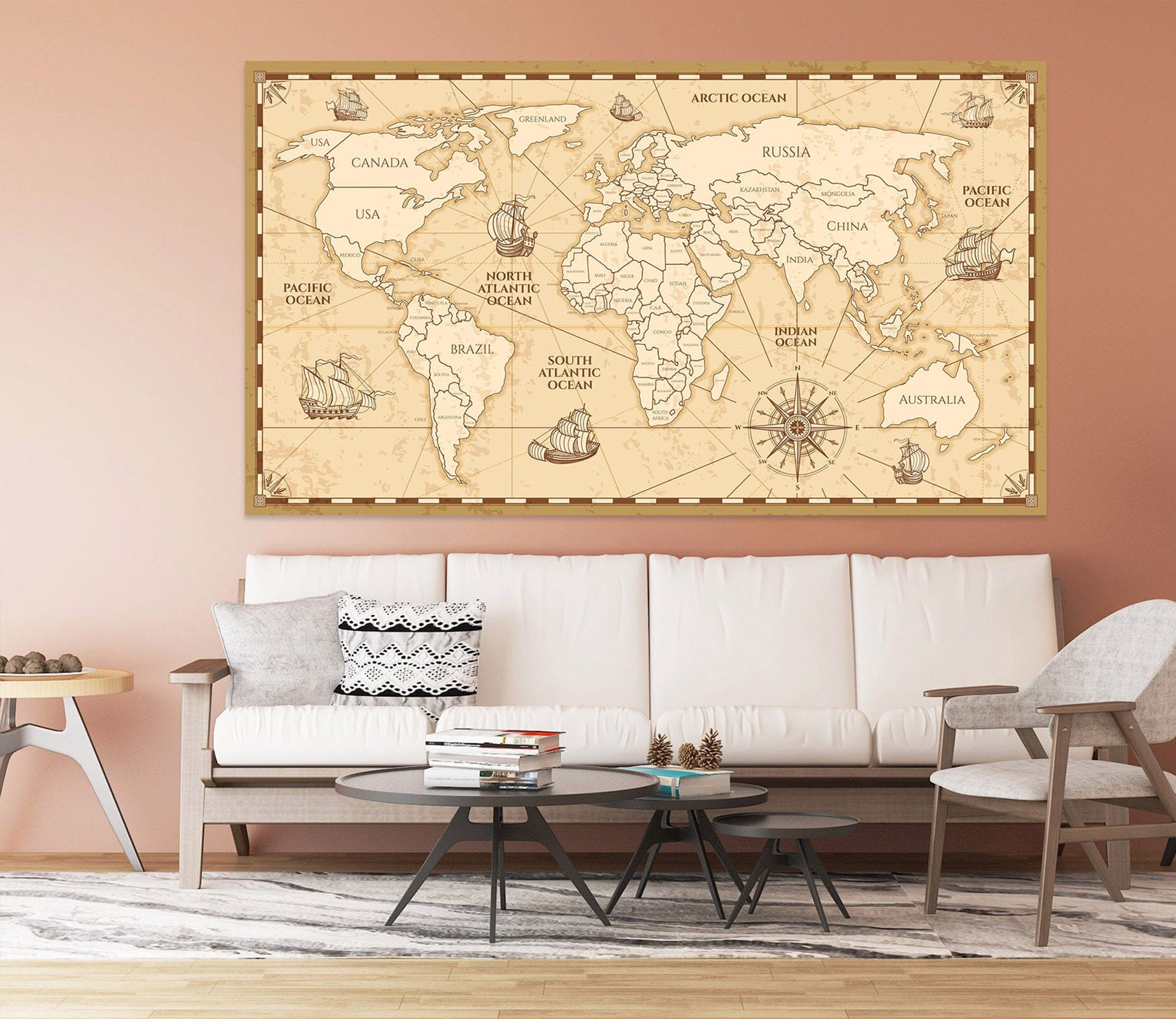3D Sea Ship 288 World Map Wall Sticker Wallpaper AJ Wallpaper 2 