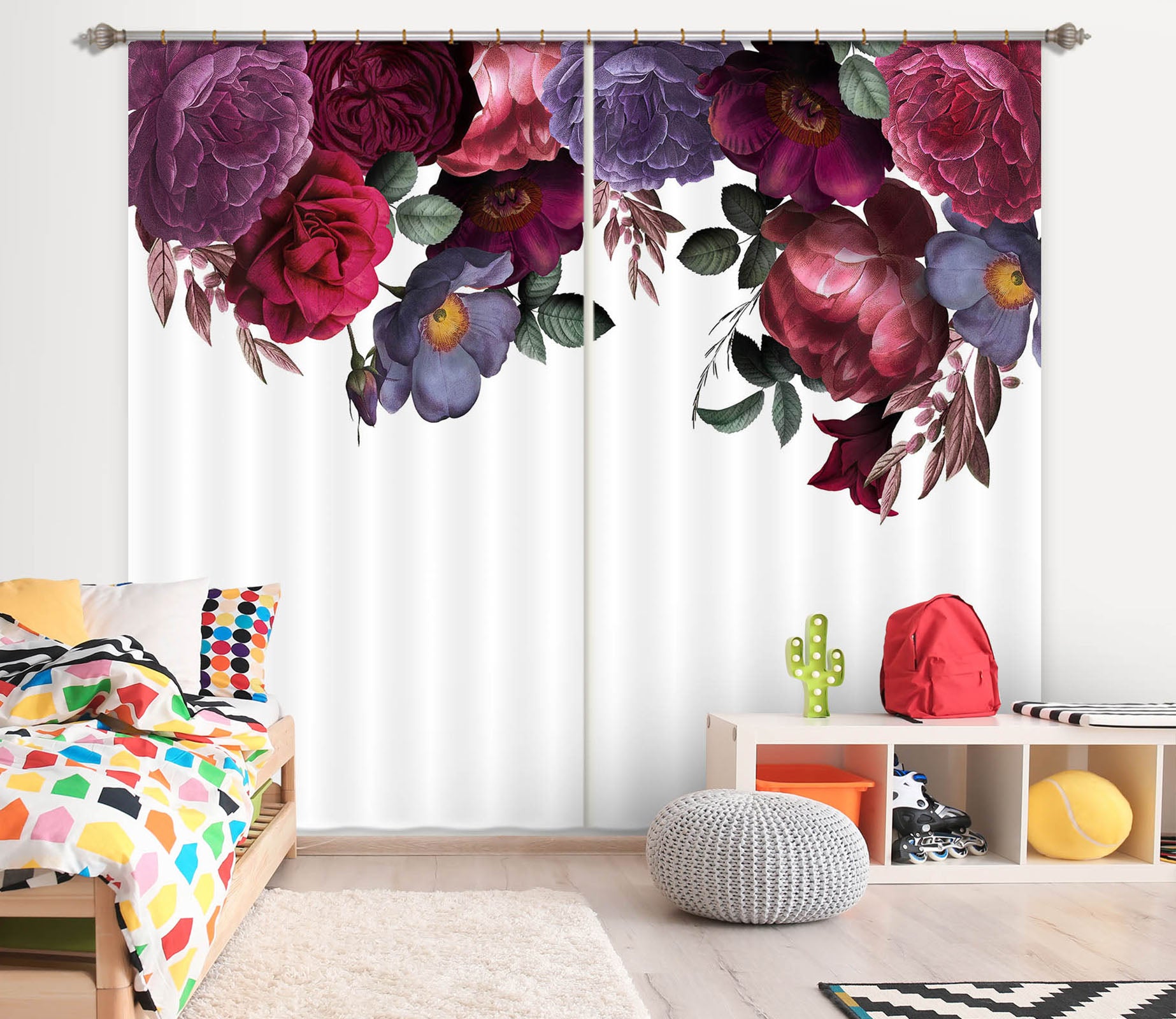 3D Red Peony 206 Uta Naumann Curtain Curtains Drapes