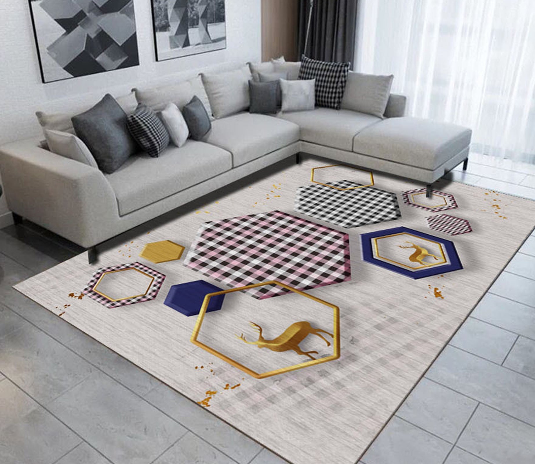 3D Color Geometry WG499 Non Slip Rug Mat Mat AJ Creativity Home 