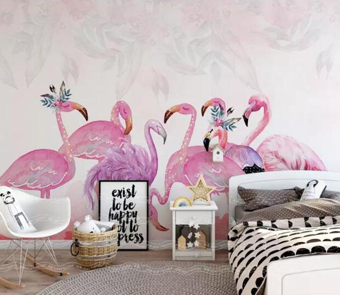 3D Pink Flamingo 1473 Wall Murals Wallpaper AJ Wallpaper 2 