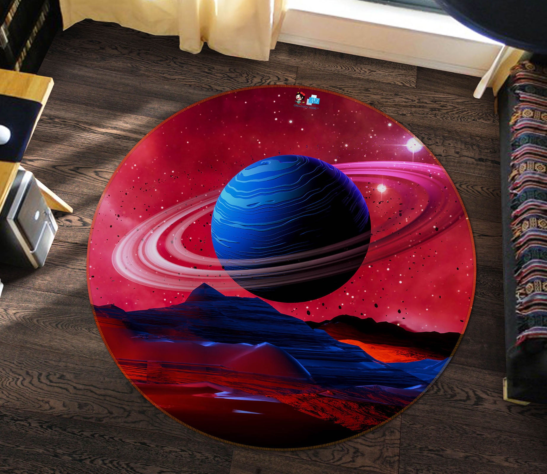 3D Planet 71255 Round Non Slip Rug Mat