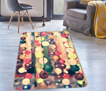 3D Colorful Ball String Lights 55136 Christmas Non Slip Rug Mat Xmas