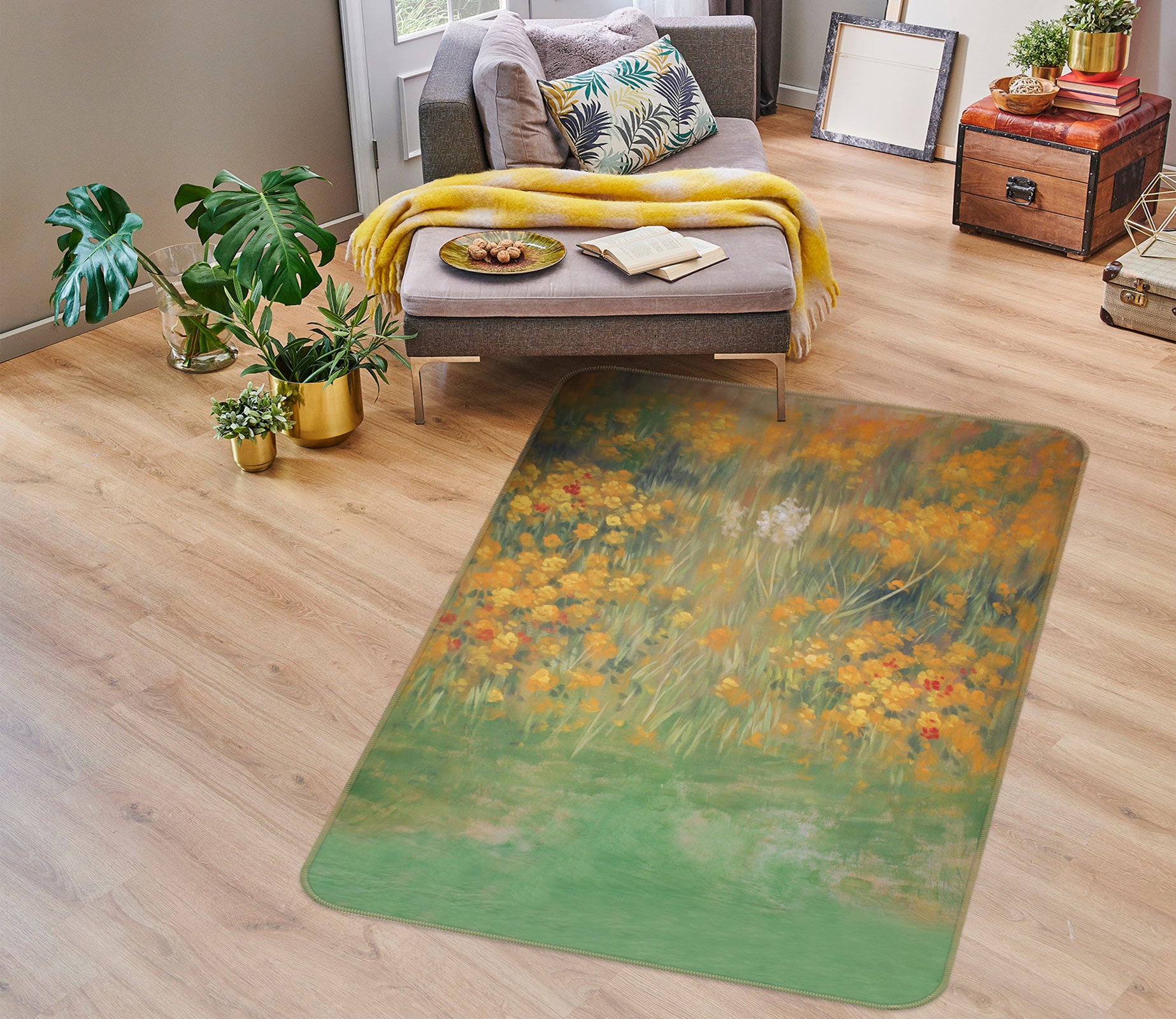 3D Yellow Flower 76101 Non Slip Rug Mat