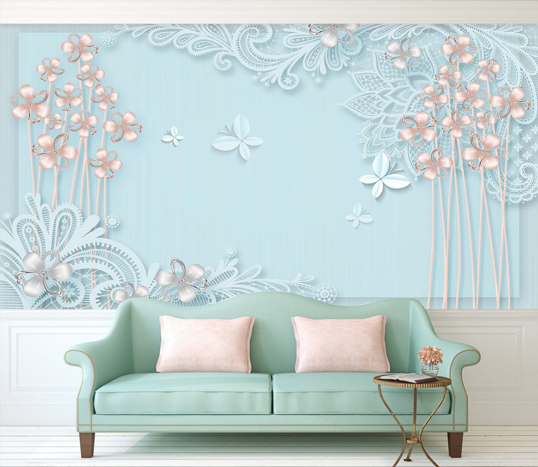 3D Flower Butterfly 1485 Wall Murals Wallpaper AJ Wallpaper 2 