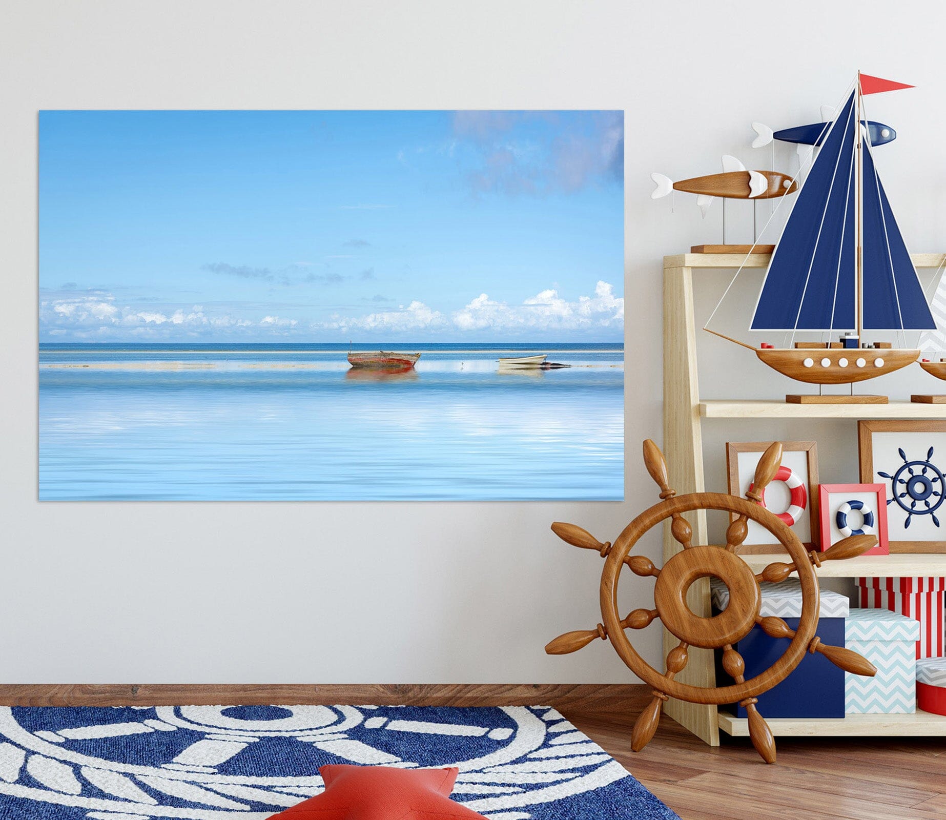 3D Sea Boat 151 Marco Carmassi Wall Sticker Wallpaper AJ Wallpaper 2 