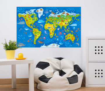 3D Sea Island 212 World Map Wall Sticker