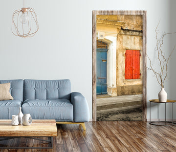 3D Red Windows Blue Door 121218 Marco Carmassi Door Mural