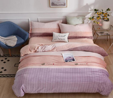 3D Pink Light Purple 20156 Bed Pillowcases Quilt