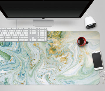 3D Golden Green Lines 18010 Desk Mat
