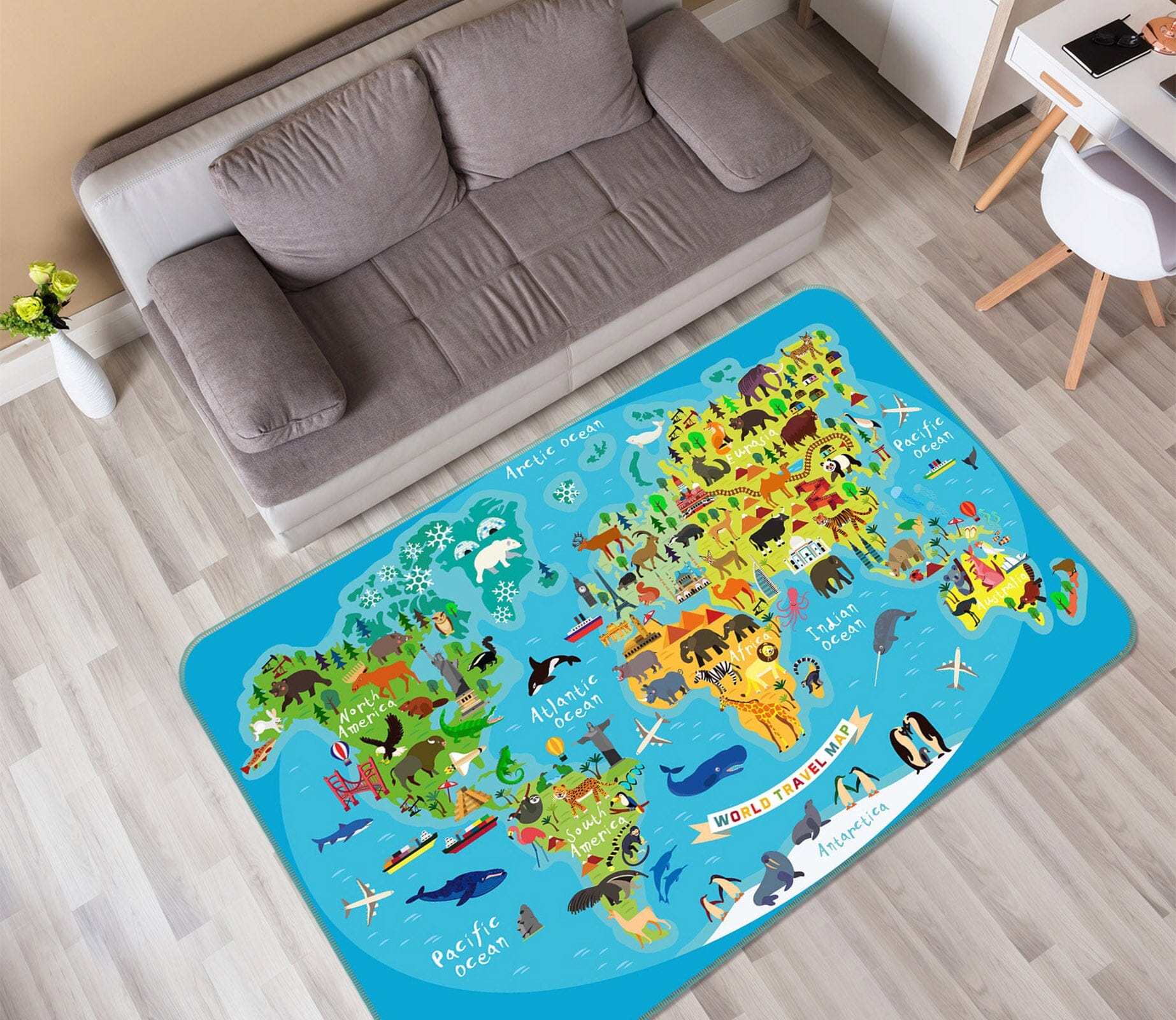 3D Island Forest 314 World Map Non Slip Rug Mat Mat AJ Creativity Home 