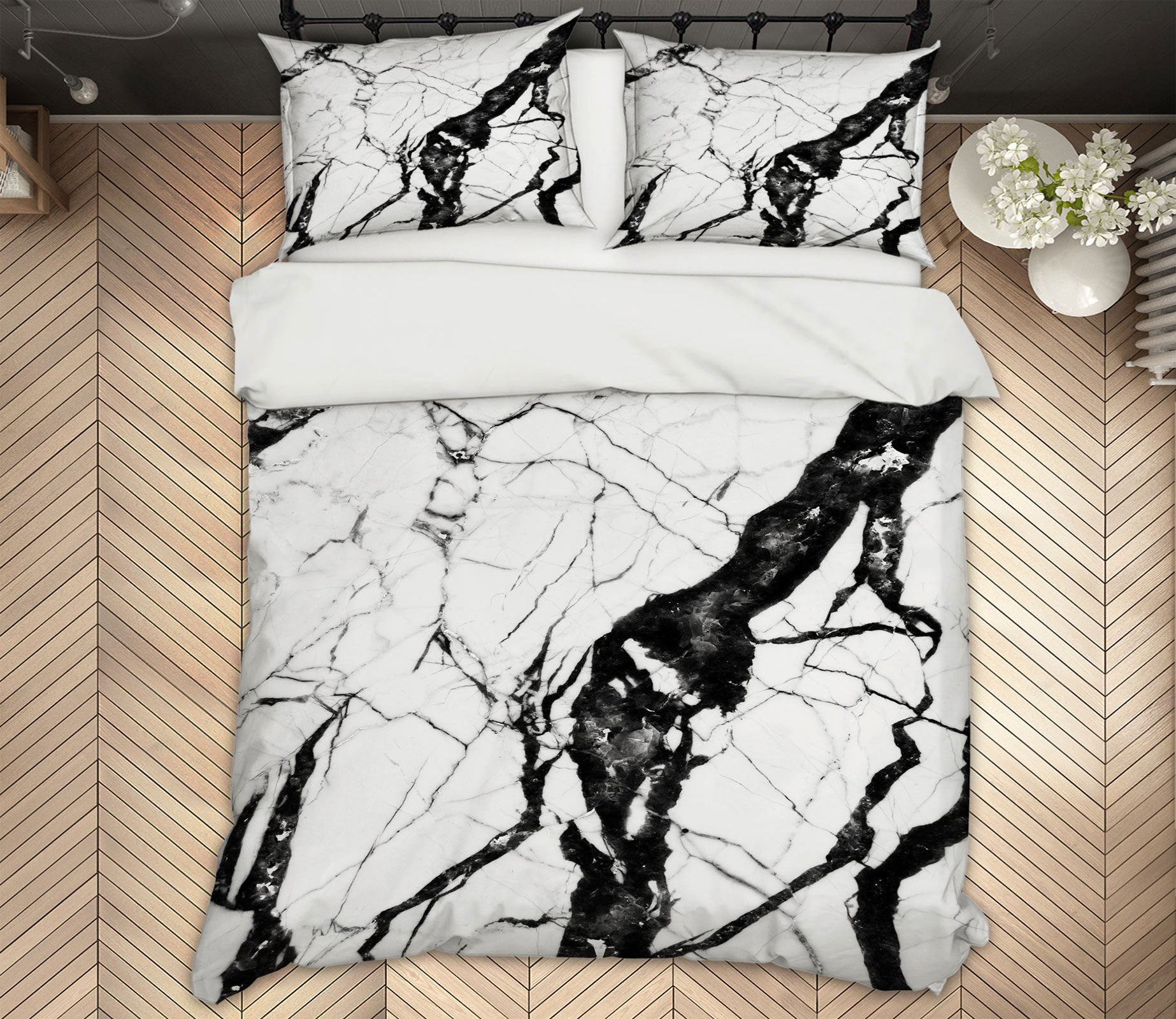 3D Black Marble 59189 Bed Pillowcases Quilt