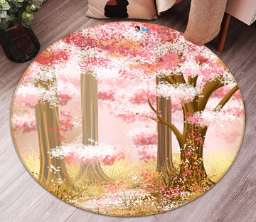 3D Cherry Tree 81024 Round Non Slip Rug Mat