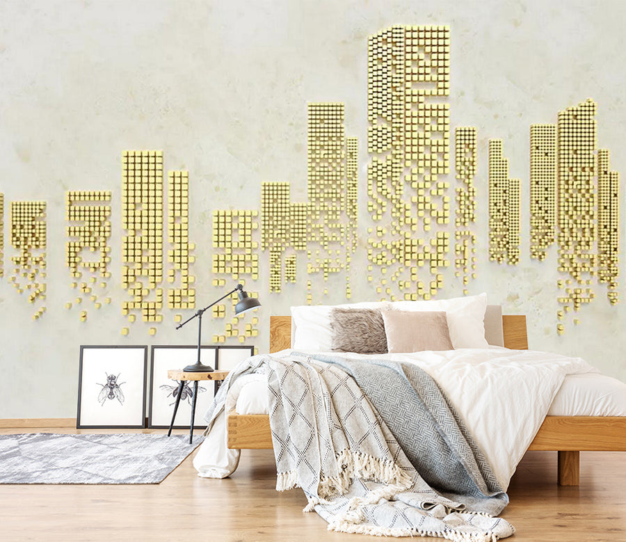 3D Yellow Square Building WC583 Wall Murals