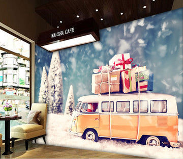 3D Snow Christmas Car 339 Vehicle Wall Murals