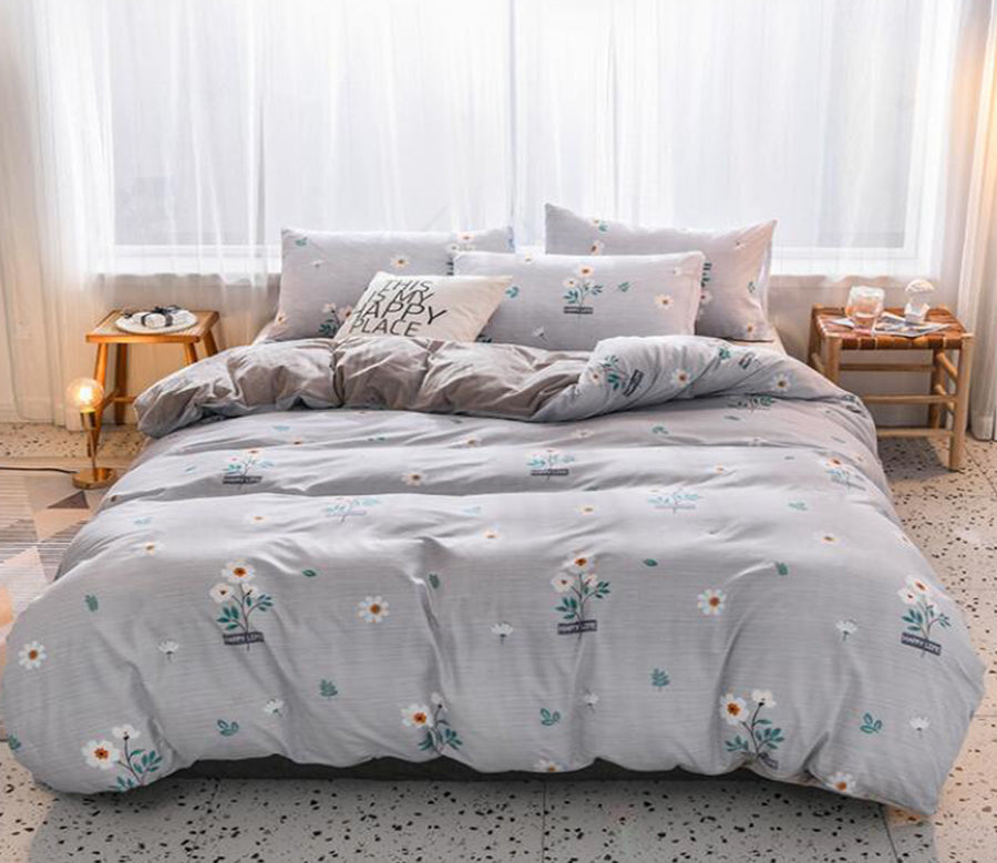 3D Gray Daisy 3177 Bed Pillowcases Quilt