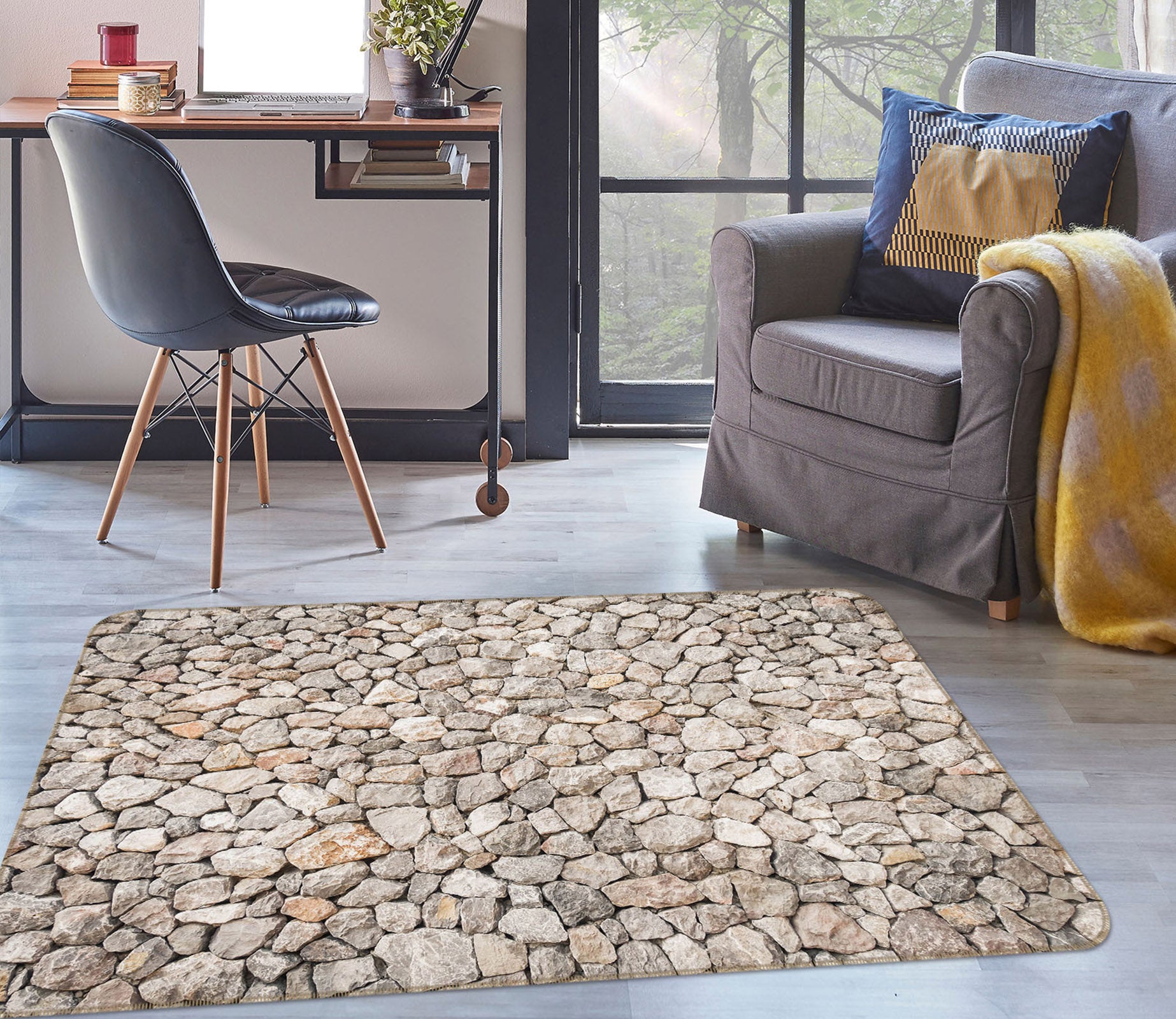 3D Small Stone Pattern 31097 Non Slip Rug Mat