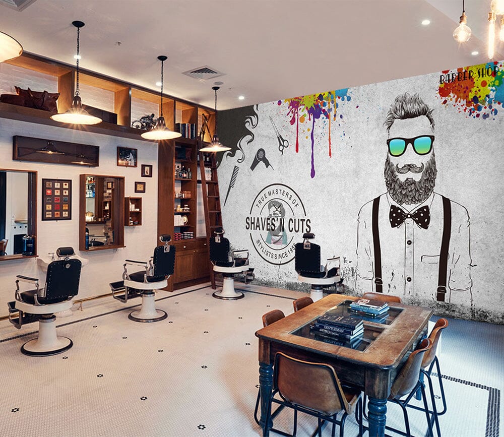 3D Glasses Men 1436 Barber Shop Wall Murals Wallpaper AJ Wallpaper 2 