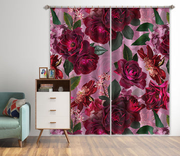 3D Purple Rose 120 Uta Naumann Curtain Curtains Drapes Curtains AJ Creativity Home 