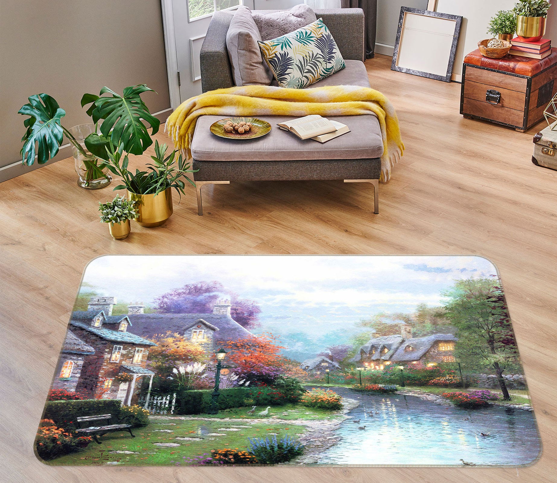 3D Small River Houses 75284 Non Slip Rug Mat