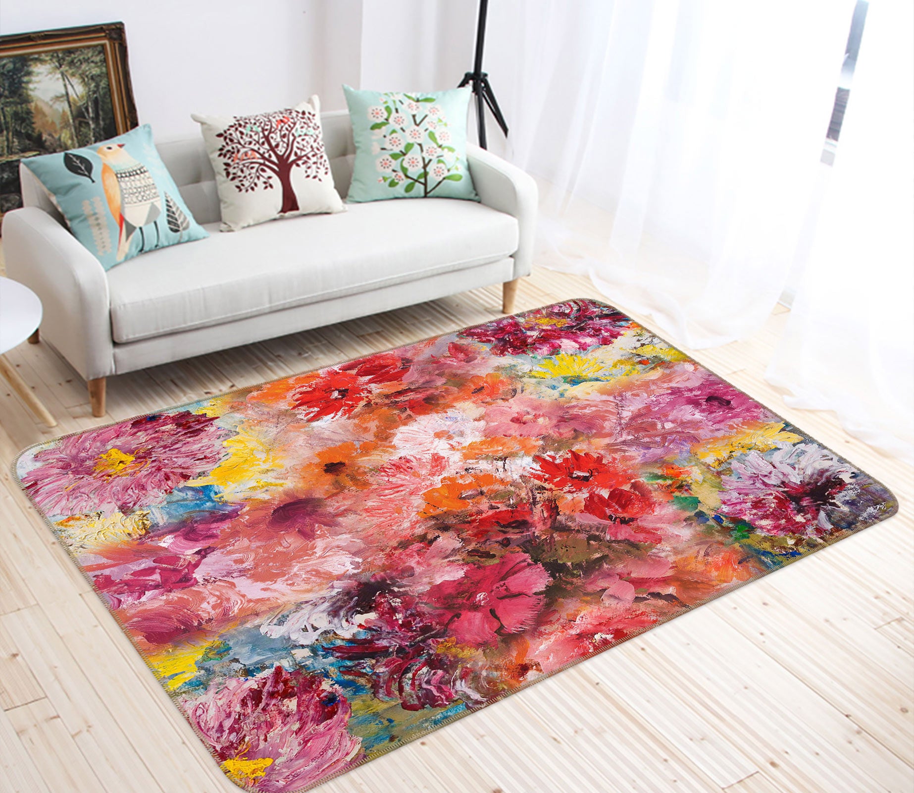 3D Flowers Pattern 33008 Non Slip Rug Mat