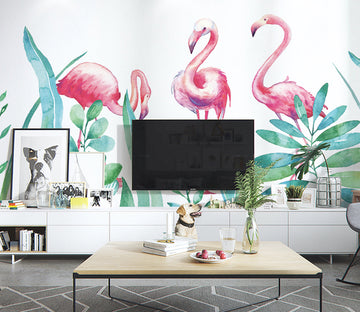 3D Flamingo Grass WG241 Wall Murals