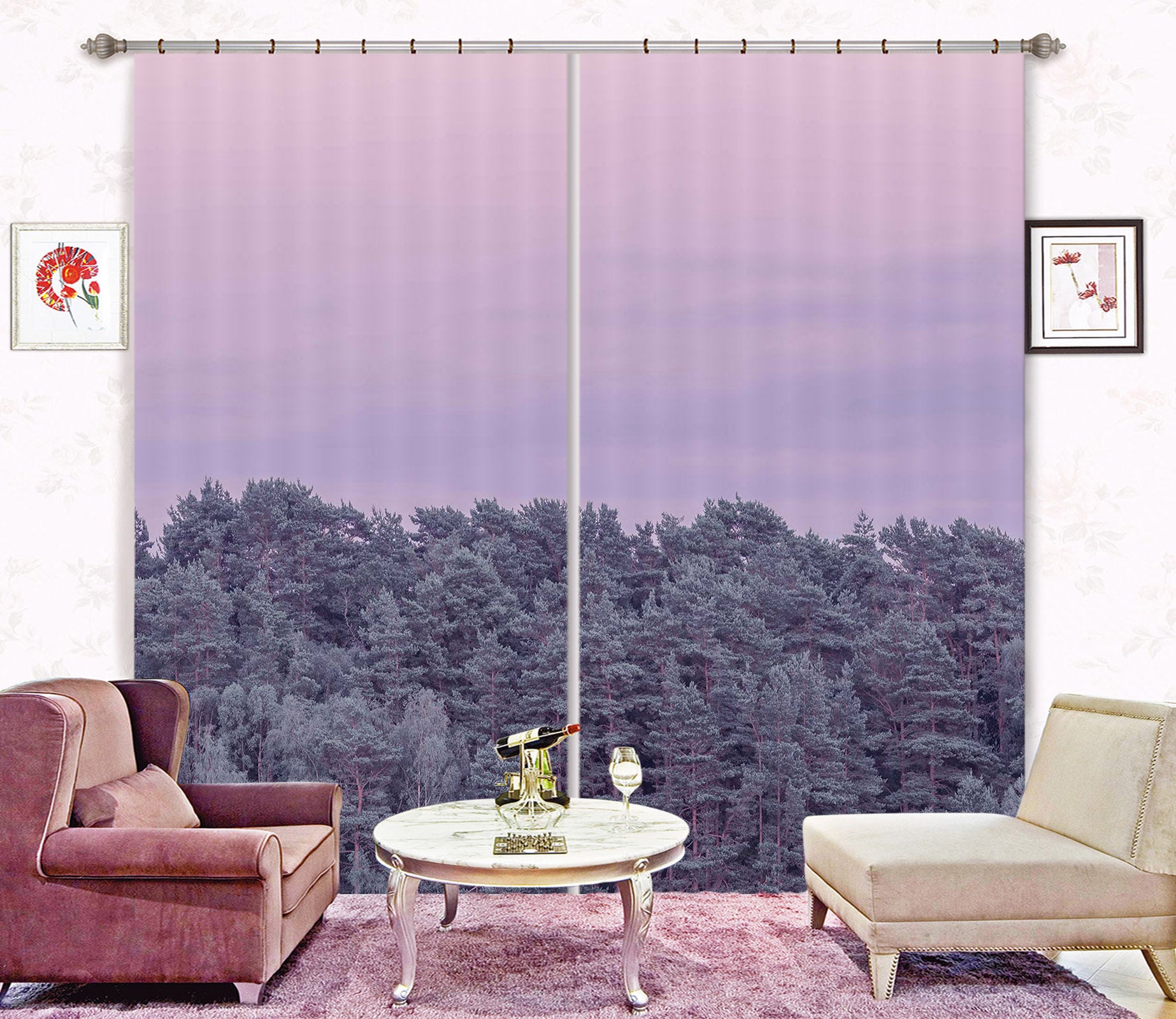 3D Sky Pine 6397 Assaf Frank Curtain Curtains Drapes