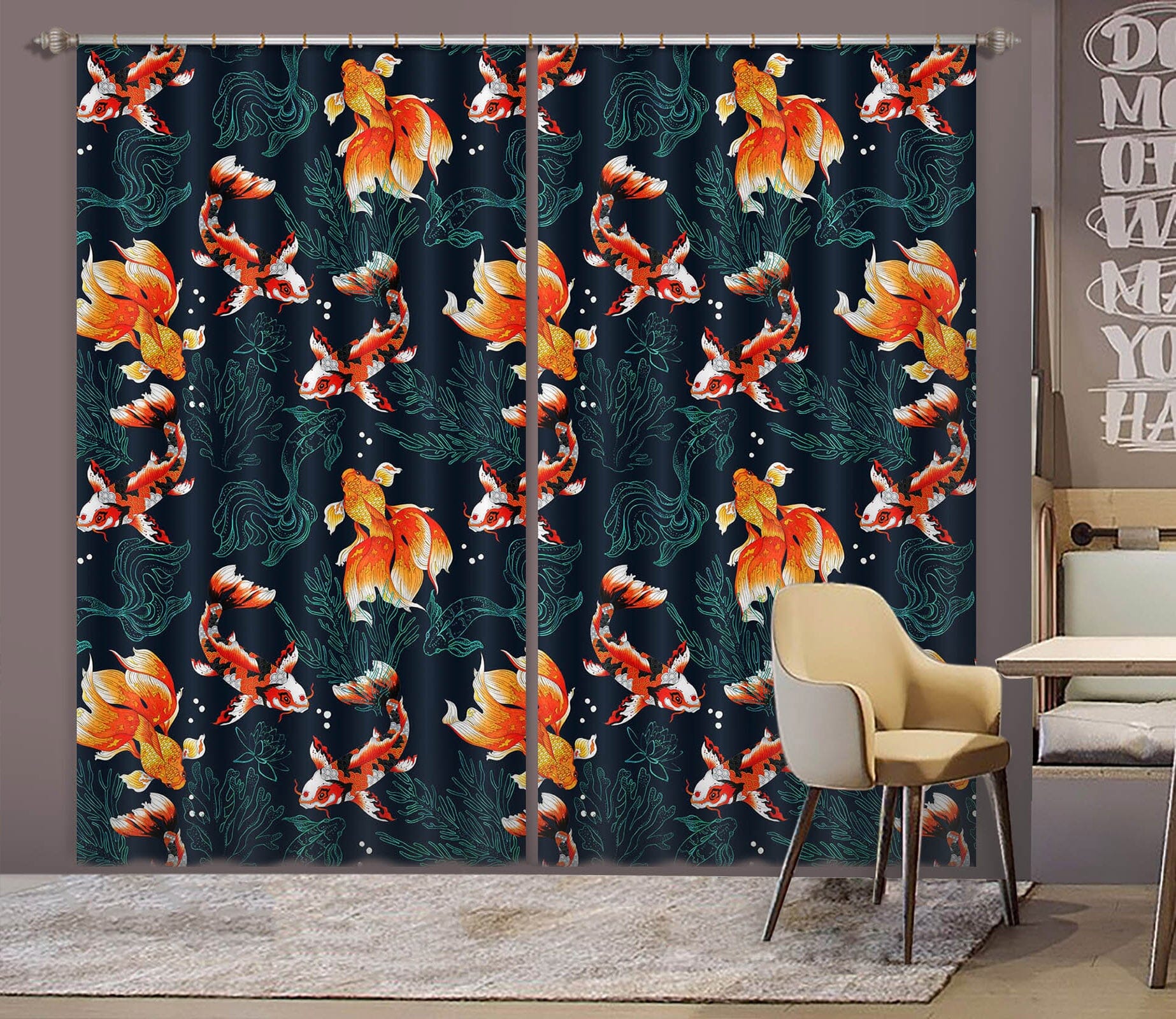 3D Goldfish Koi 103 Uta Naumann Curtain Curtains Drapes Curtains AJ Creativity Home 