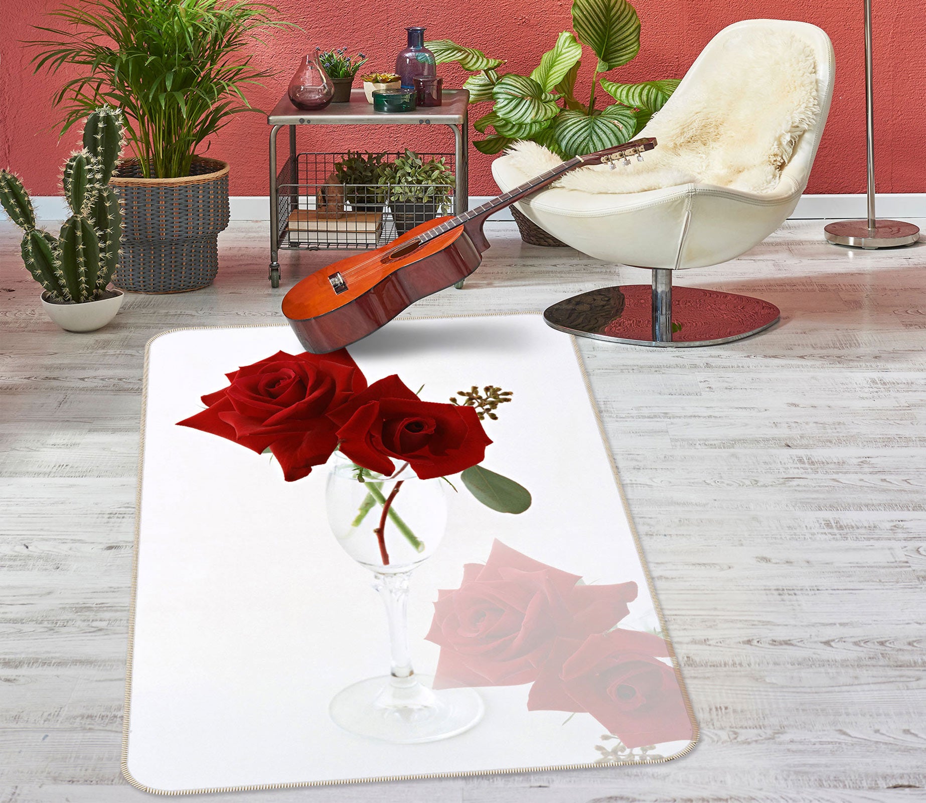 3D Red Rose 76131 Non Slip Rug Mat