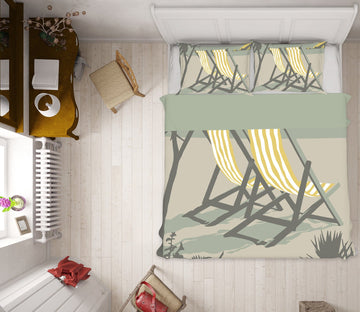 3D Polzeath Deckchairs 2041 Steve Read Bedding Bed Pillowcases Quilt Quiet Covers AJ Creativity Home 