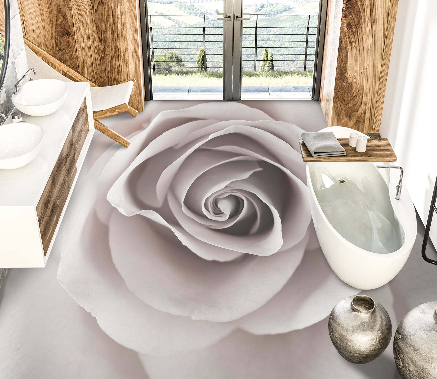 3D Rose Pattern 9844 Assaf Frank Floor Mural