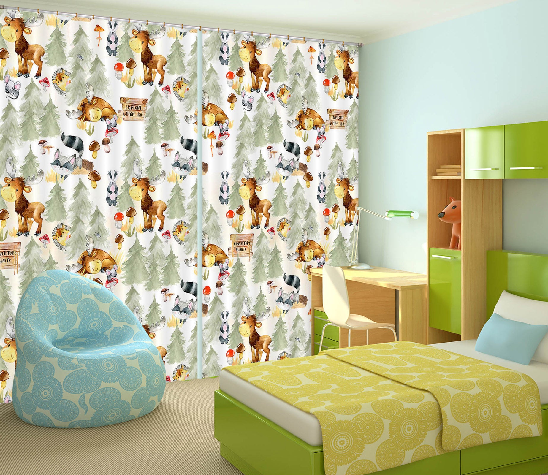 3D Reindeer Mouse 142 Uta Naumann Curtain Curtains Drapes