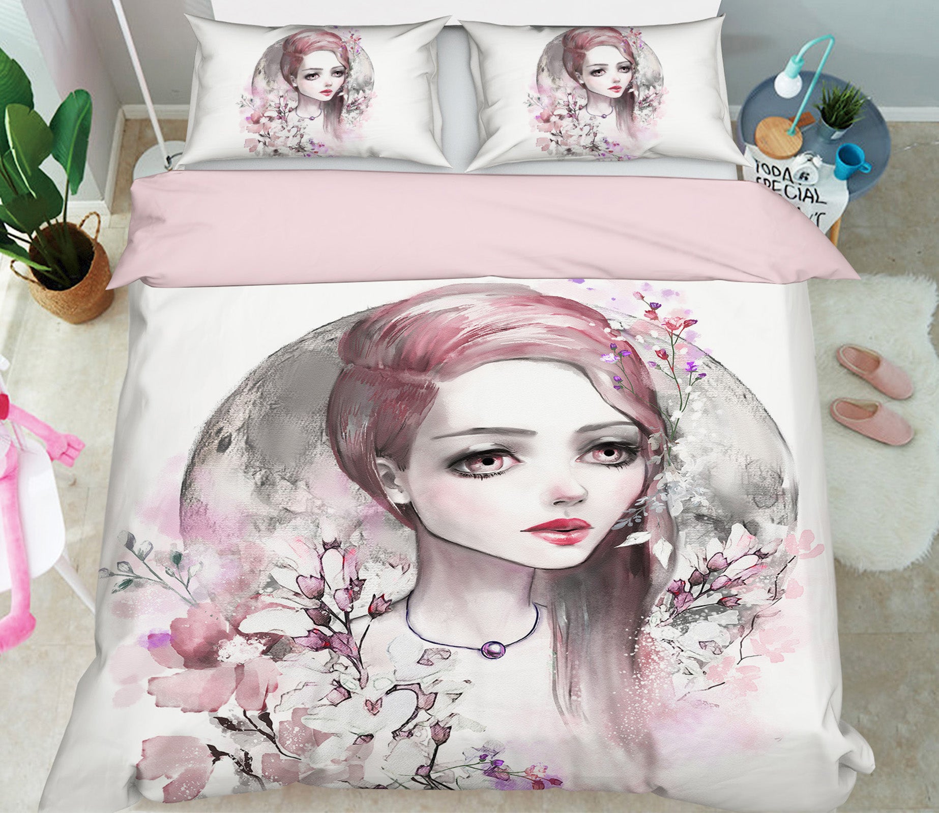 3D Female Flower 14203 Bed Pillowcases Quilt