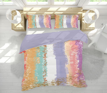 3D Multicolored Stripes 16027 Bed Pillowcases Quilt