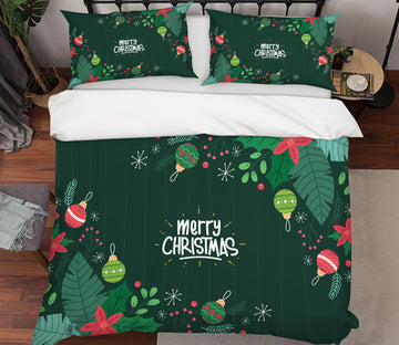 3D Green Leaf Colored Balls 61048 Bed Pillowcases Quilt