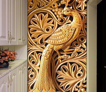 3D Carving Peacock WC811 Wall Murals