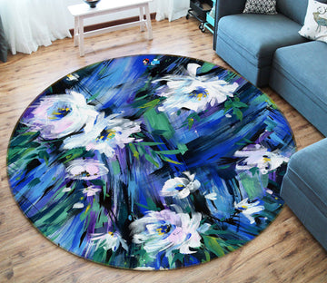 3D Flowers 69121 Round Non Slip Rug Mat