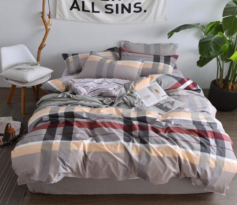 3D Gray Brown Plaid 2057 Bed Pillowcases Quilt