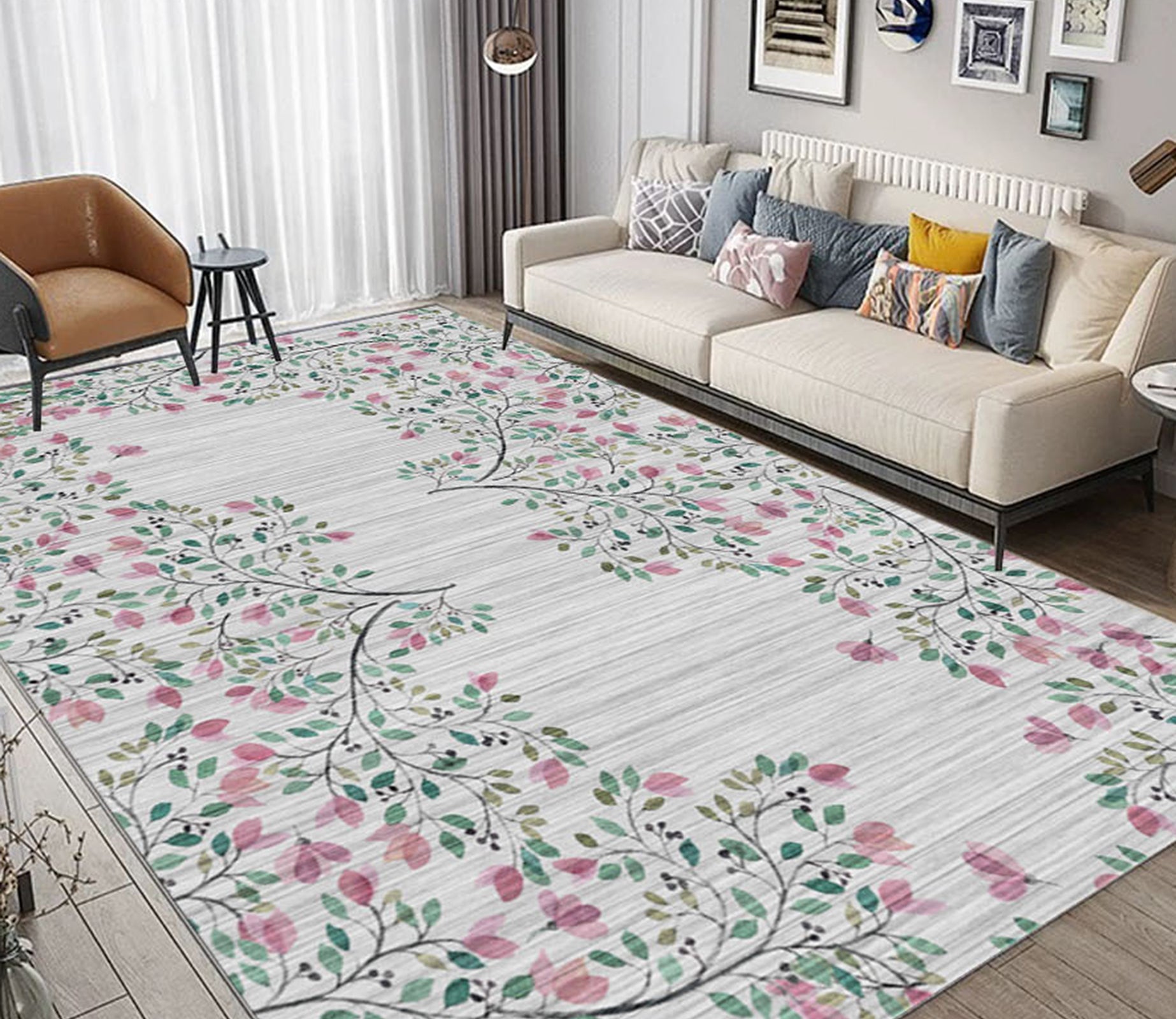 3D Flower Leaves WG497 Non Slip Rug Mat Mat AJ Creativity Home 